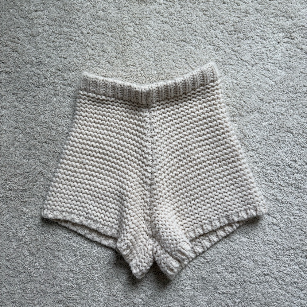 Sabo Skirt High Waist Knit Shorts - Cream